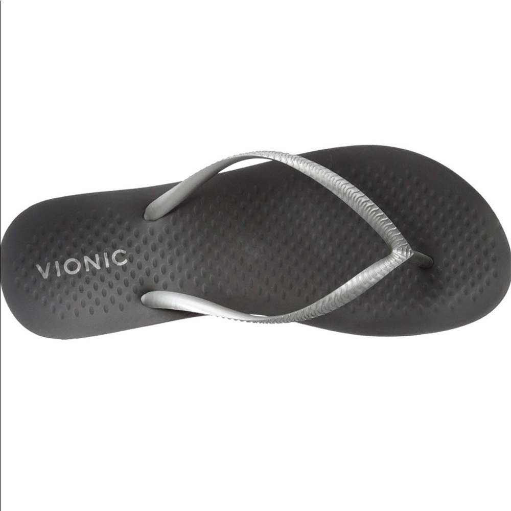 Vionic Beach Noosa Flip Flop Black Pewter 8-8.5
